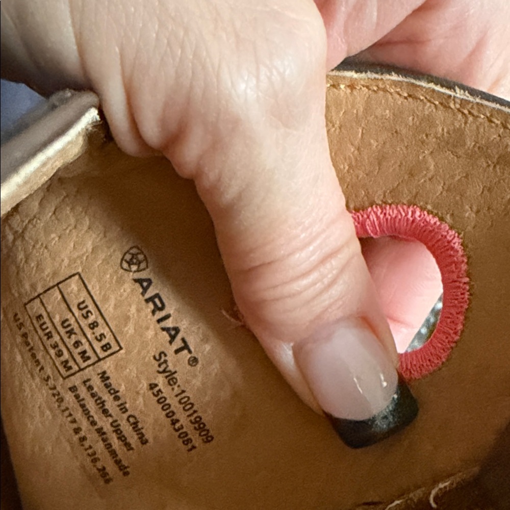 Ariat Brown Leather Heeled Boots with pink Highlights - Picture 8 of 8